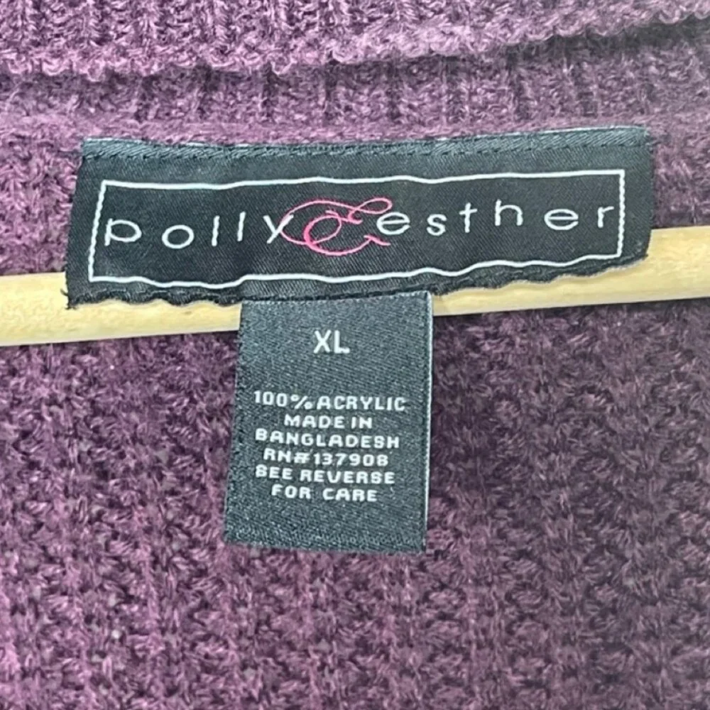 POLLY & ESTHER | Eggplant Purple Mock Neck Long Sleeve Sweater | Size XL - Picture 6 of 9